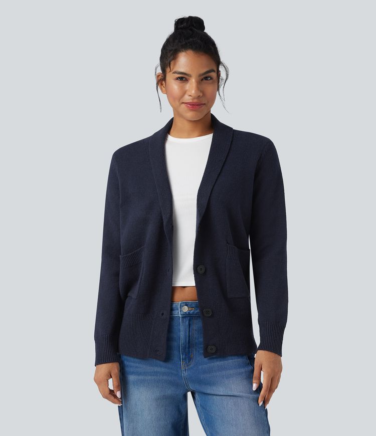 Cardigan col tailleur manches longues avec poches