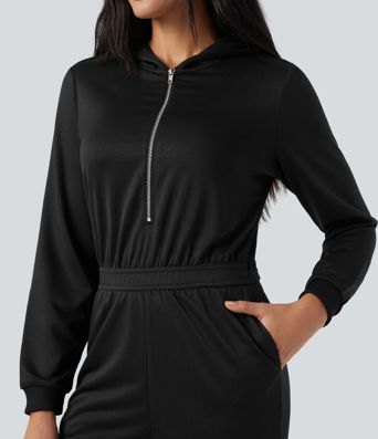 Hooded Long Sleeve Casual Jogger Jumpsuit with Pockets-Easy Peezy Edition