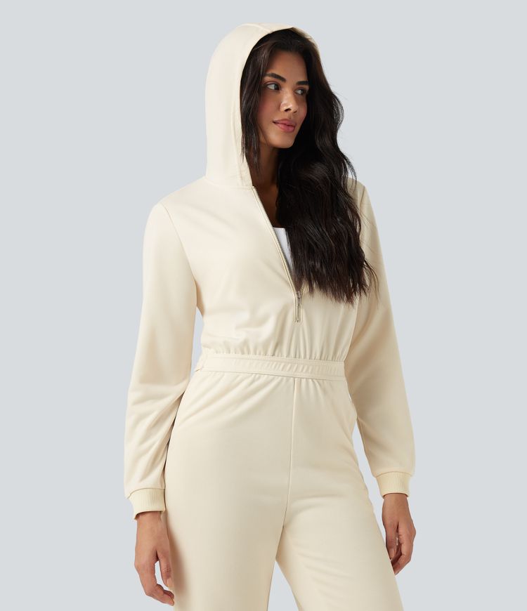 Hooded Long Sleeve Casual Jogger Jumpsuit with Pockets-Easy Peezy Edition
