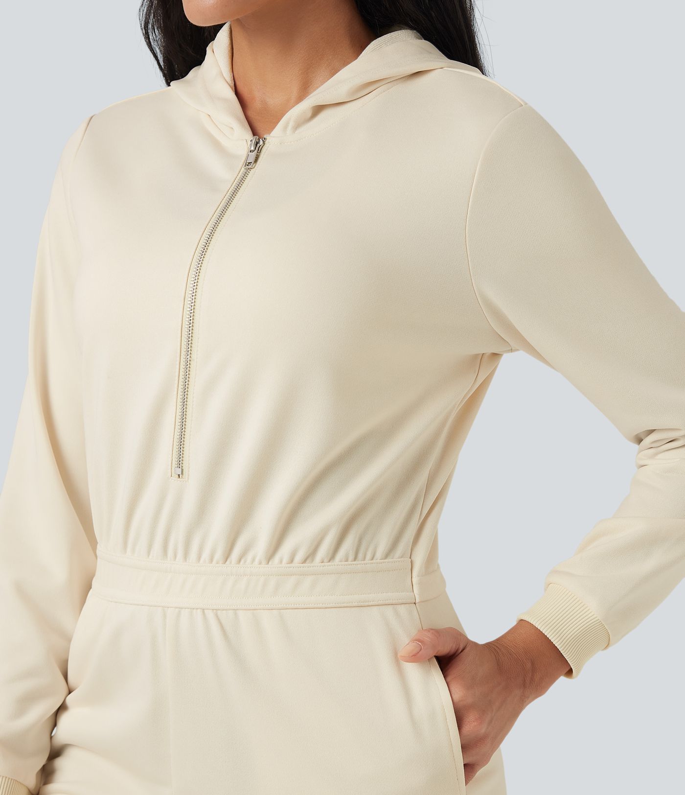 Hooded Long Sleeve Casual Jogger Jumpsuit with Pockets-Easy Peezy Edition