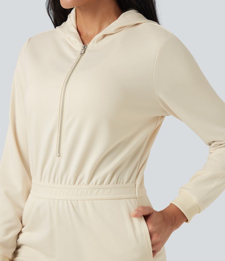 Hooded Long Sleeve Casual Jogger Jumpsuit with Pockets-Easy Peezy Edition