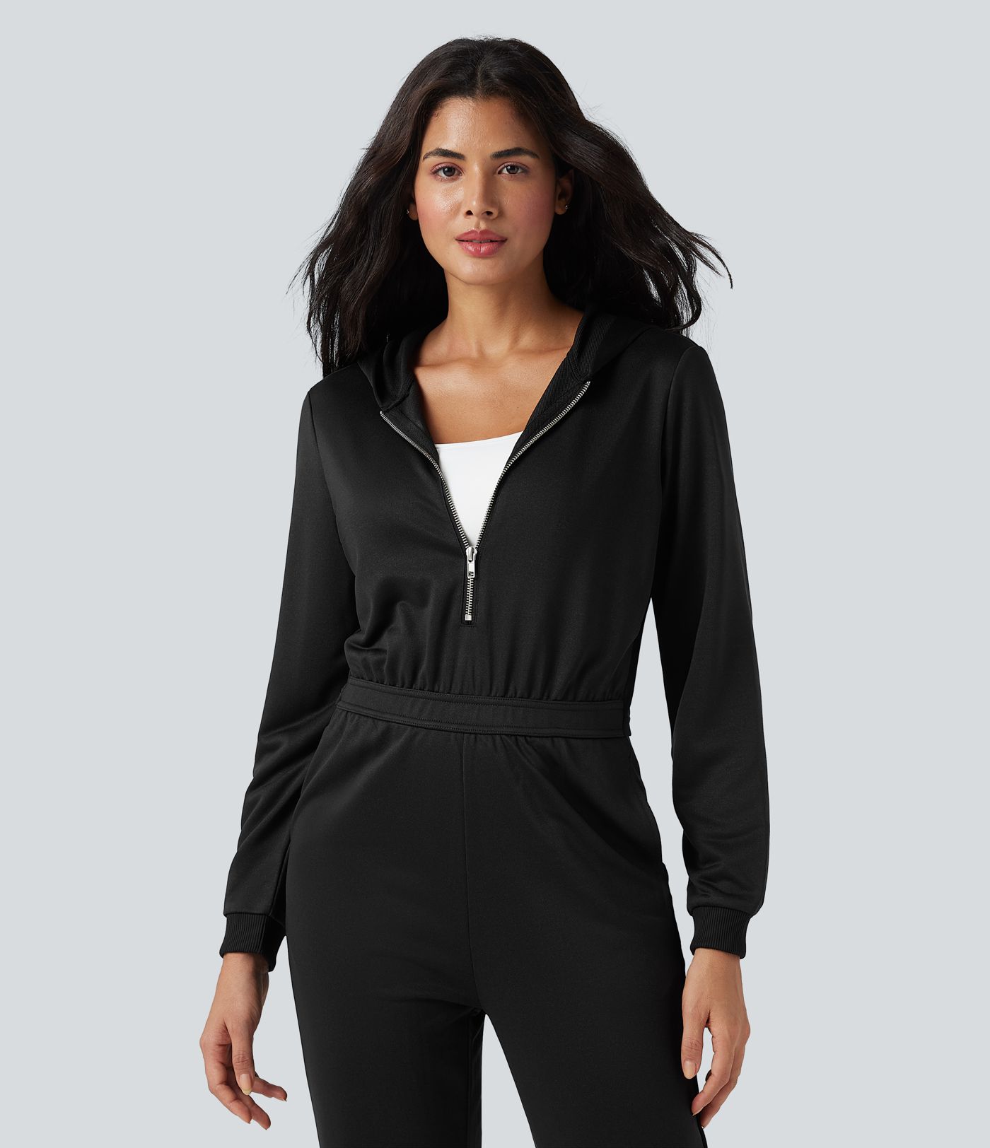 Hooded Long Sleeve Casual Jogger Jumpsuit with Pockets-Easy Peezy Edition