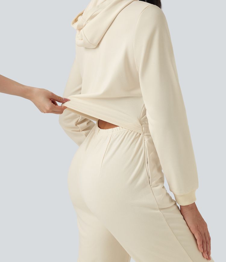 Hooded Long Sleeve Casual Jogger Jumpsuit with Pockets-Easy Peezy Edition
