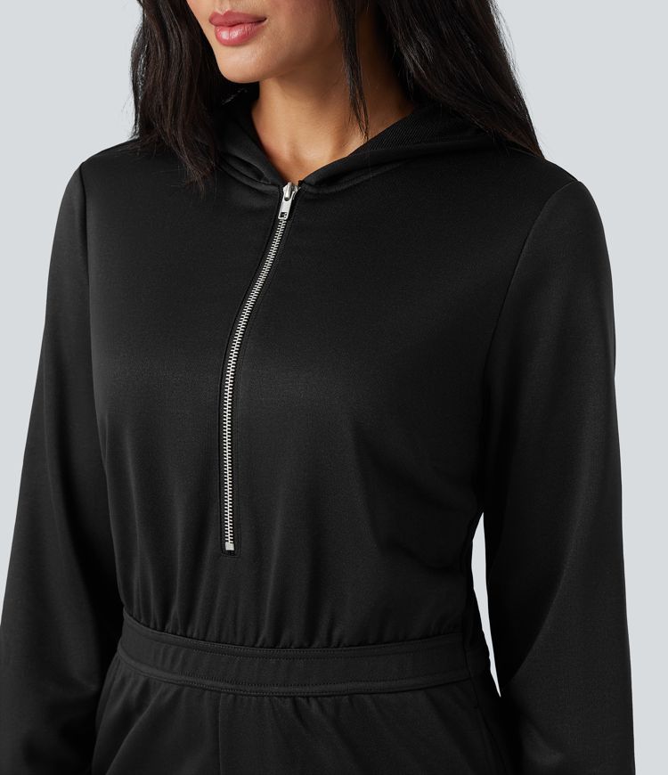 Hooded Long Sleeve Casual Jogger Jumpsuit with Pockets-Easy Peezy Edition