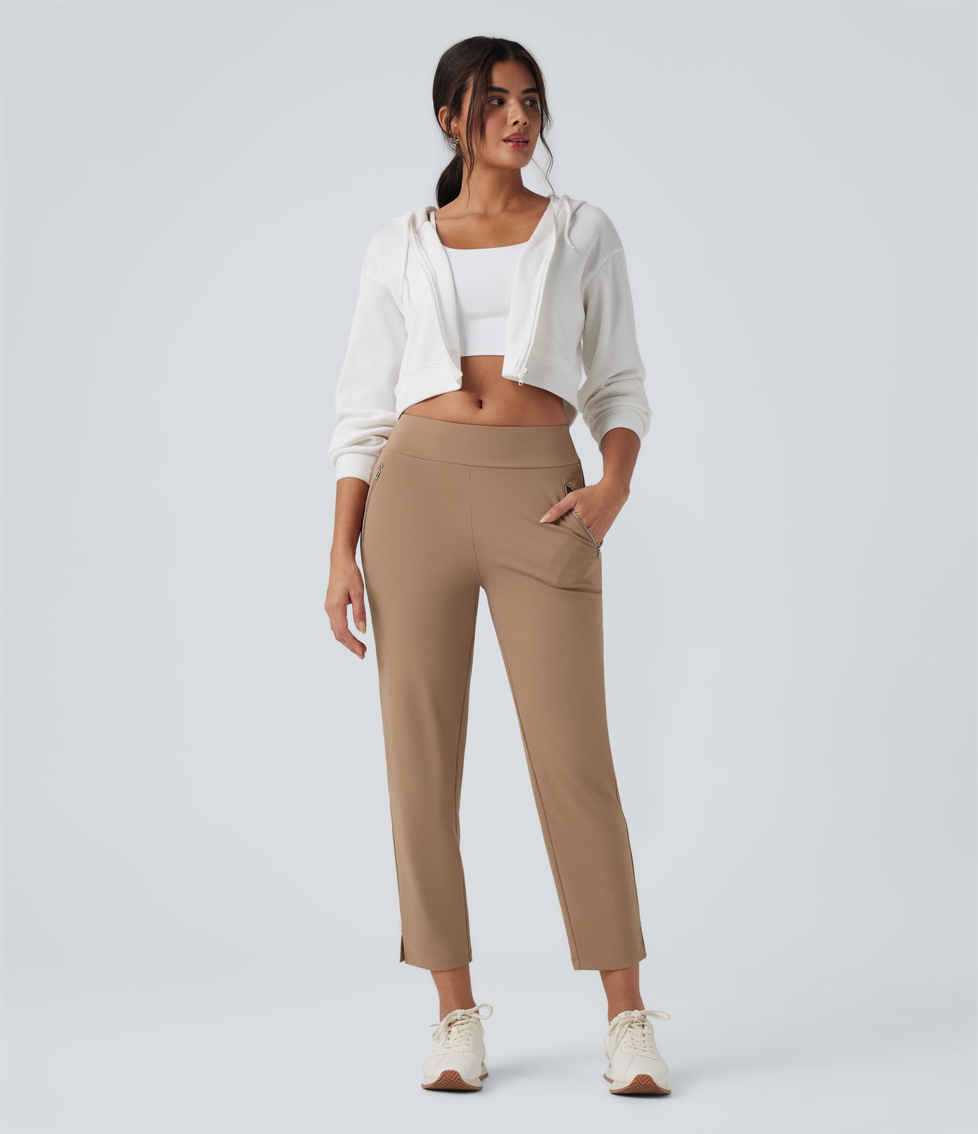 DayStretch High Waisted Tapered Casual Pants with Pockets