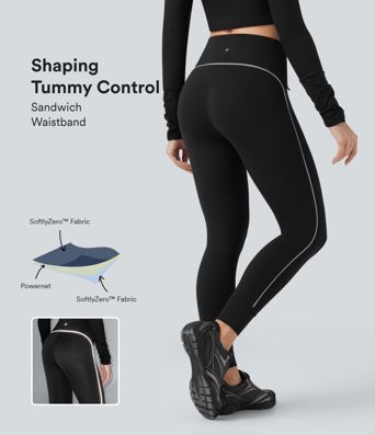 SoftlyZero™ Reflective High Waisted Tummy Control Hiking Leggings with Pockets-UPF50+