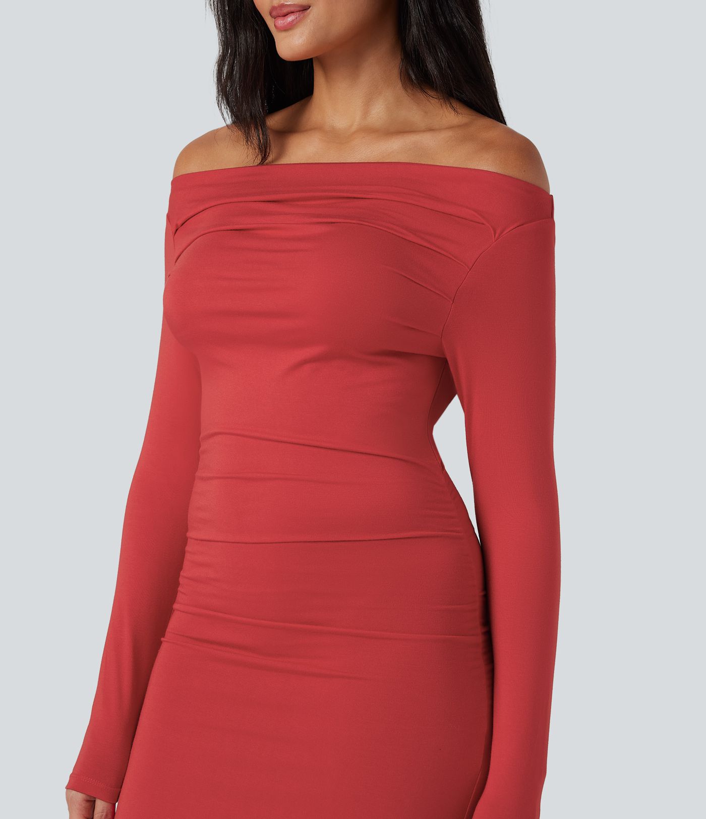 Off Shoulder Long Sleeve Maxi Dress