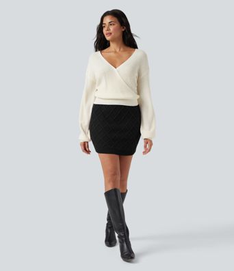 High Waisted Bodycon Mini Casual Sweater Skirt