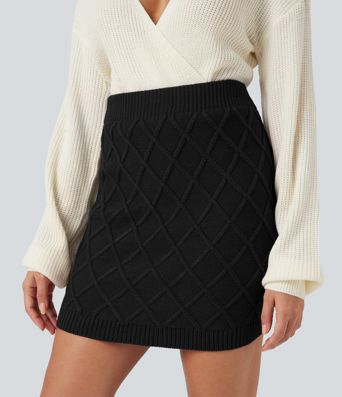 High Waisted Bodycon Mini Casual Sweater Skirt