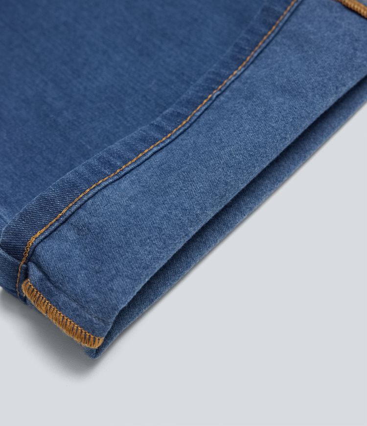 Halara Flex™ mittelhohe, fleecegefütterte Denim-Bootcut-Jeans mit Taschen