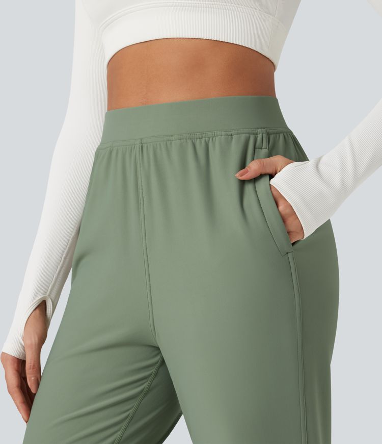 Durable Water Repellent High Waisted Fleece Warming Running Joggers with Pockets