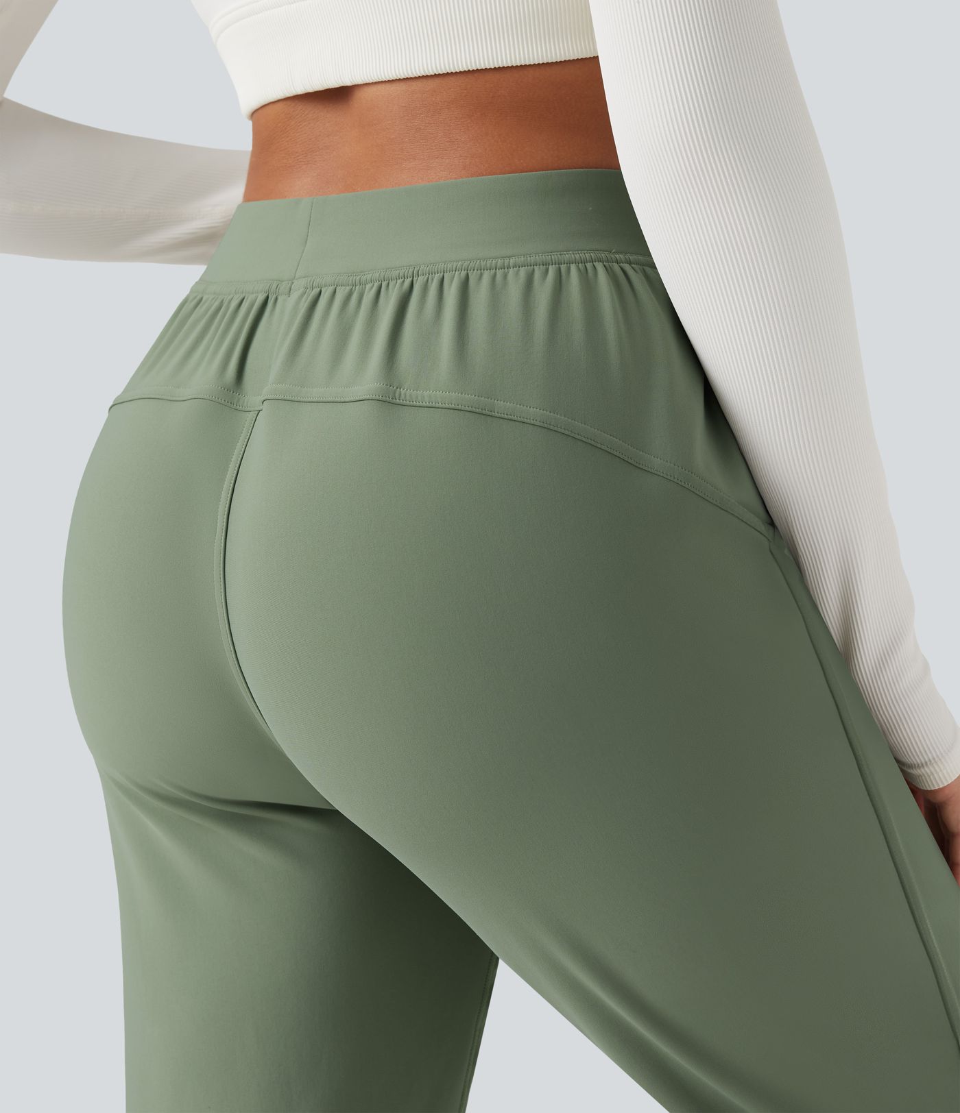 Durable Water Repellent High Waisted Fleece Warming Running Joggers with Pockets