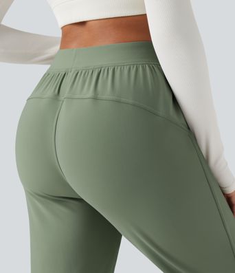 Durable Water Repellent High Waisted Fleece Warming Running Joggers with Pockets