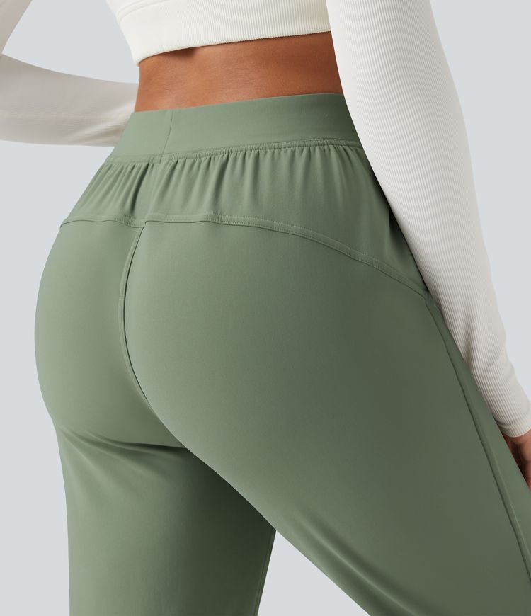 Durable Water Repellent High Waisted Fleece Warming Running Joggers with Pockets