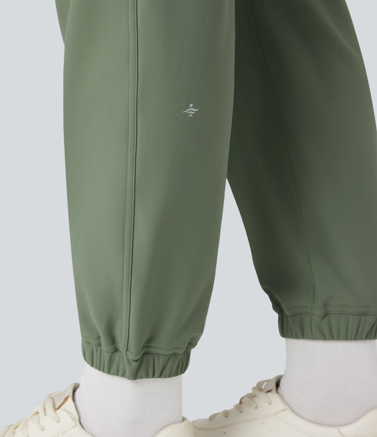 Durable Water Repellent High Waisted Fleece Warming Running Joggers with Pockets