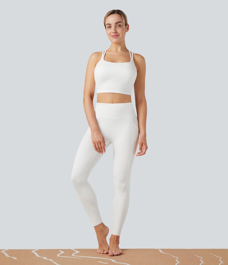 SoftlyZero™ Plush Low Support Double Straps Yoga Sports Bra D-F Cups