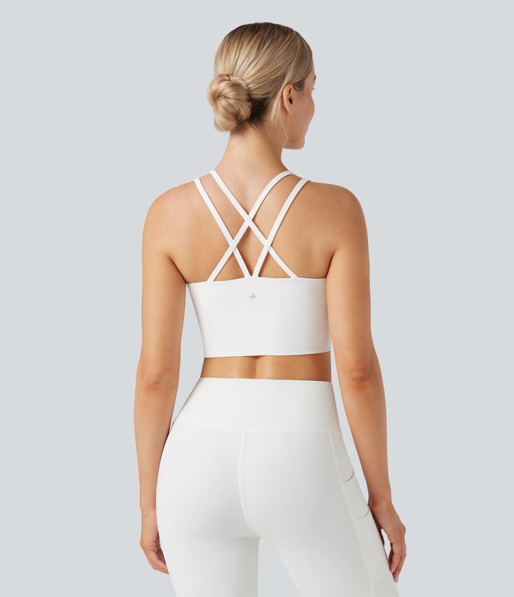 SoftlyZero™ Plush Low Support Double Straps Yoga Sports Bra D-F Cups