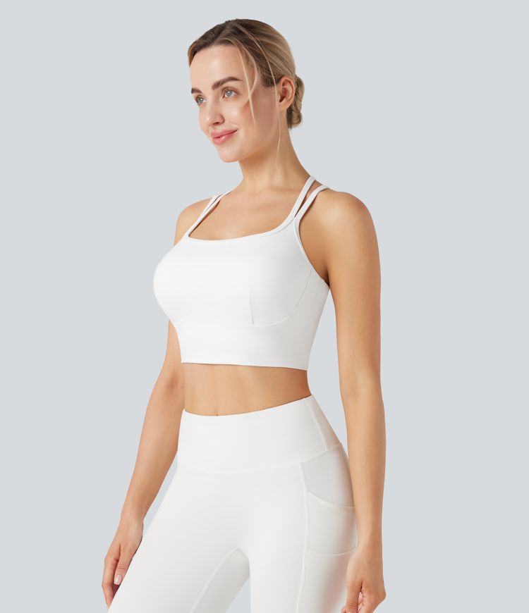 SoftlyZero™ Plush Low Support Double Straps Yoga Sports Bra D-F Cups