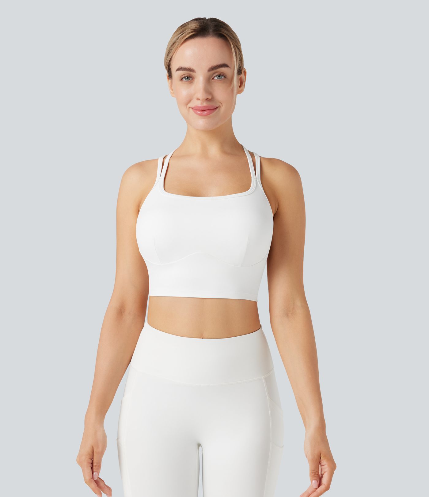 Soutien-gorge de sport yoga SoftlyZero™ Plush soutien souple double bretelles bonnets D-F