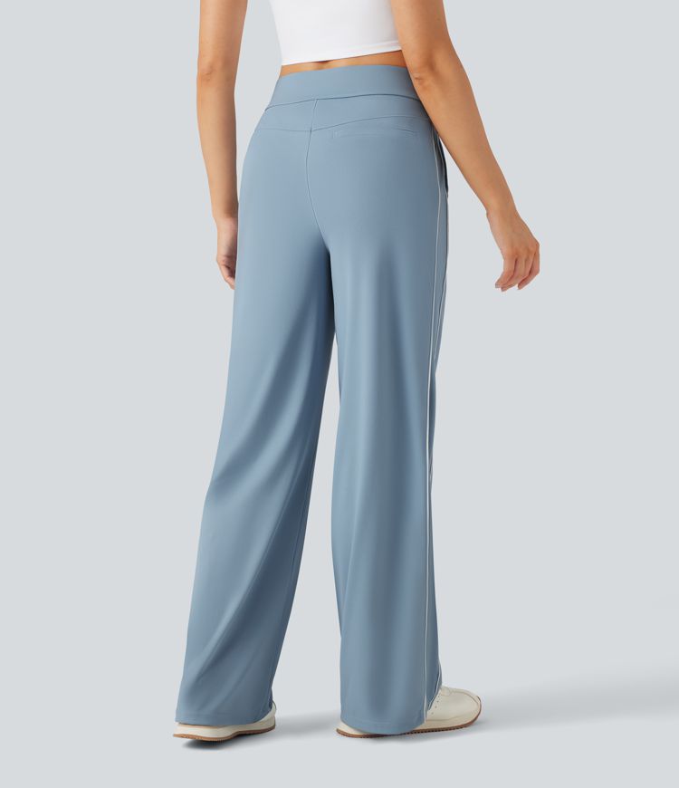 High Waisted Straight Leg Quick Dry Training Pants with Pockets-UPF40+