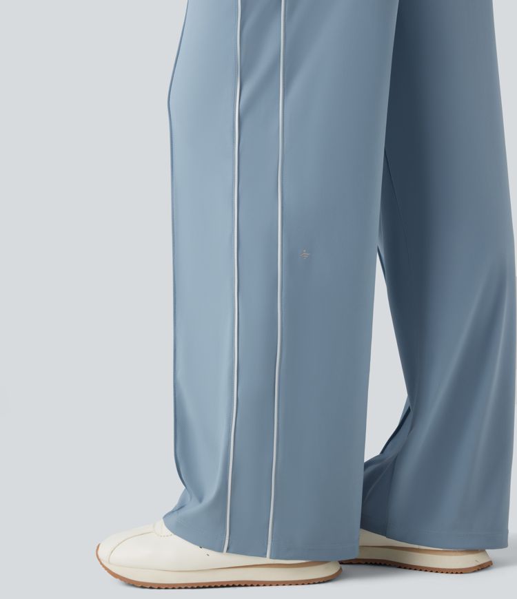 High Waisted Straight Leg Quick Dry Training Pants with Pockets-UPF40+