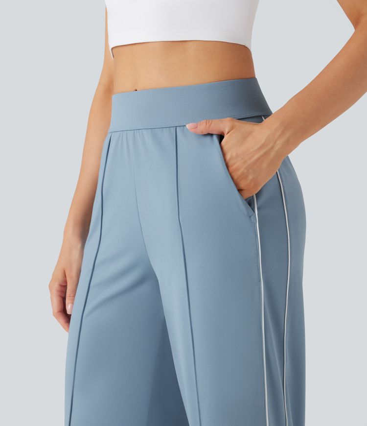 High Waisted Straight Leg Quick Dry Training Pants with Pockets-UPF40+