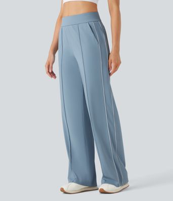 High Waisted Straight Leg Quick Dry Training Pants with Pockets-UPF40+