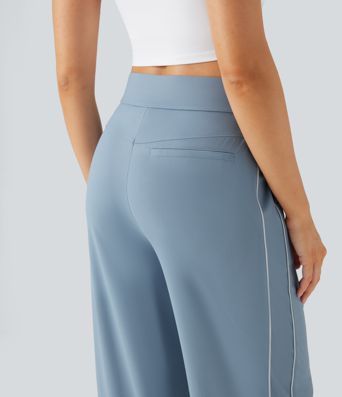 High Waisted Straight Leg Quick Dry Training Pants with Pockets-UPF40+