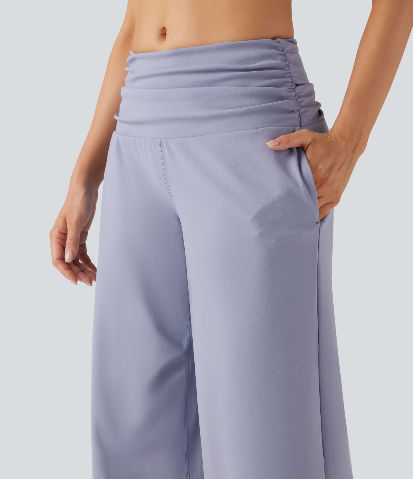 DayStretch Low Rise Tummy Control Ruched Wide Leg Dance Pants with Pockets
