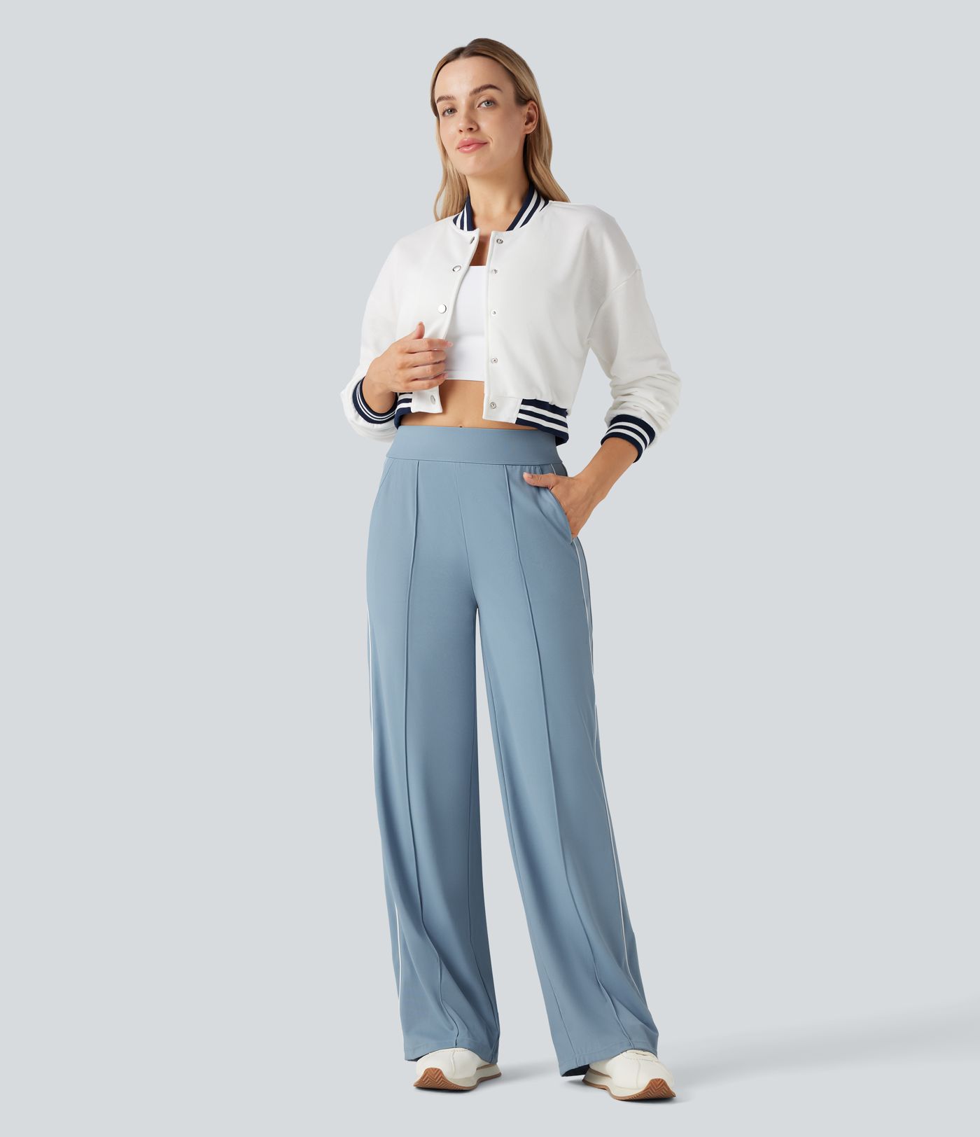 High Waisted Straight Leg Quick Dry Training Pants with Pockets-UPF40+