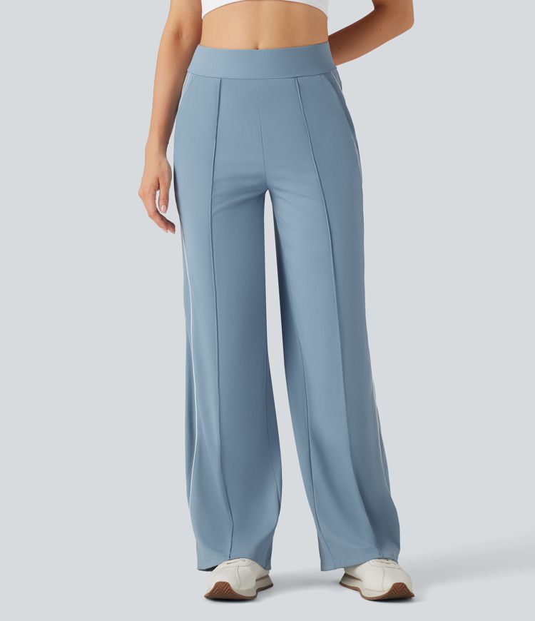 High Waisted Straight Leg Quick Dry Training Pants with Pockets-UPF40+