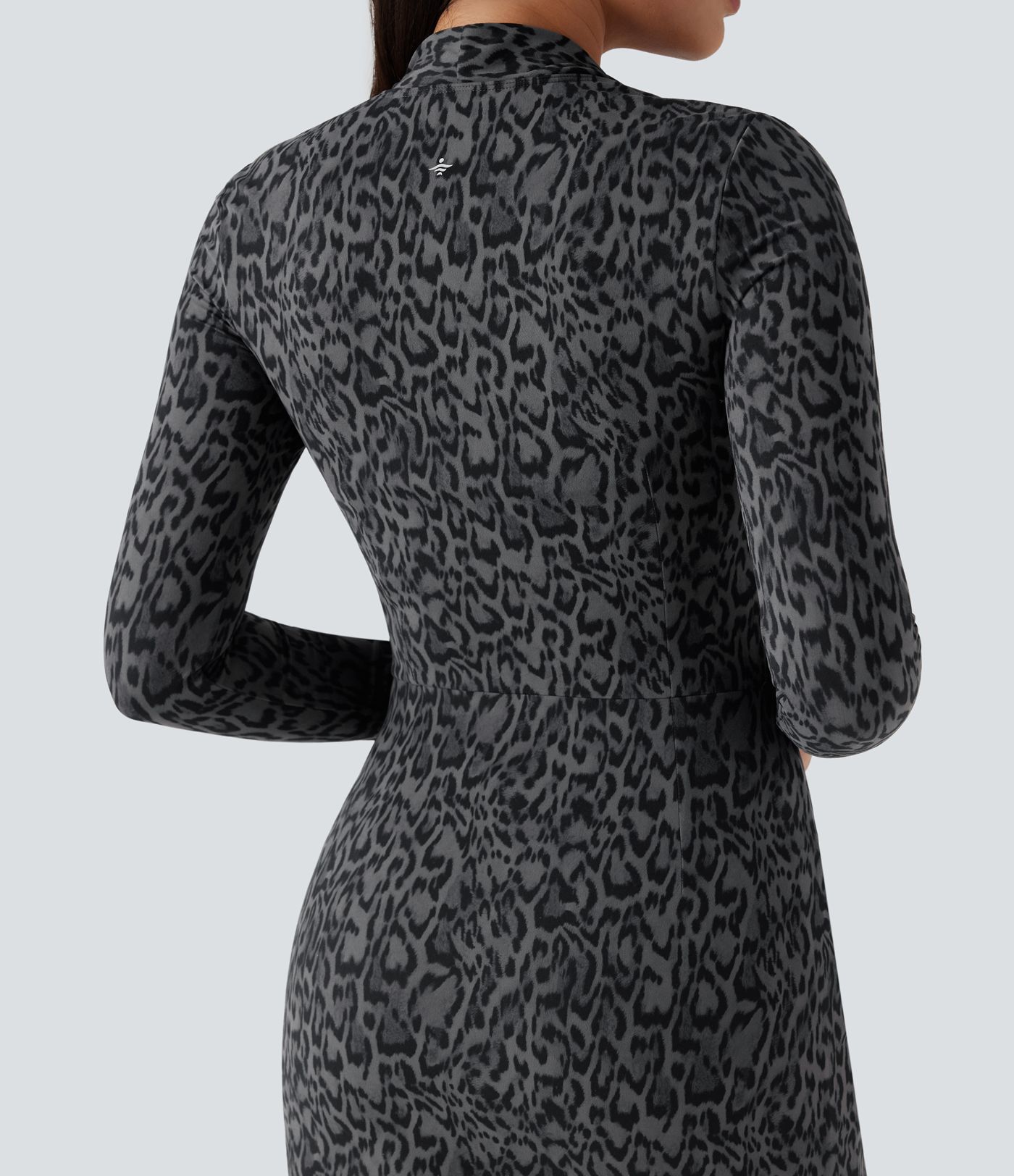 Halara UltraSculpt™ Leopard Print Long Sleeve 2-Piece Bodycon Mini Tennis Active Dress with Pocket