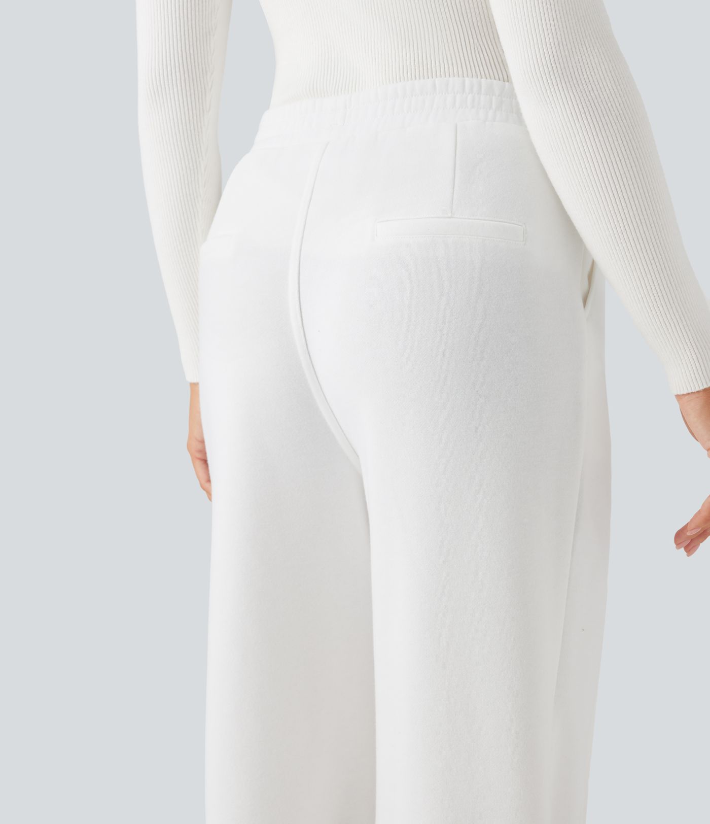 High Waisted Straight Leg Fleece Work Pants with Pockets