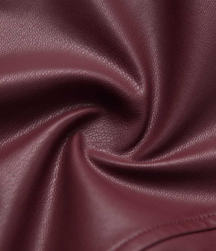 Stand Collar Long Sleeve Thumb Hole Fleece Casual PU Leather Jacket