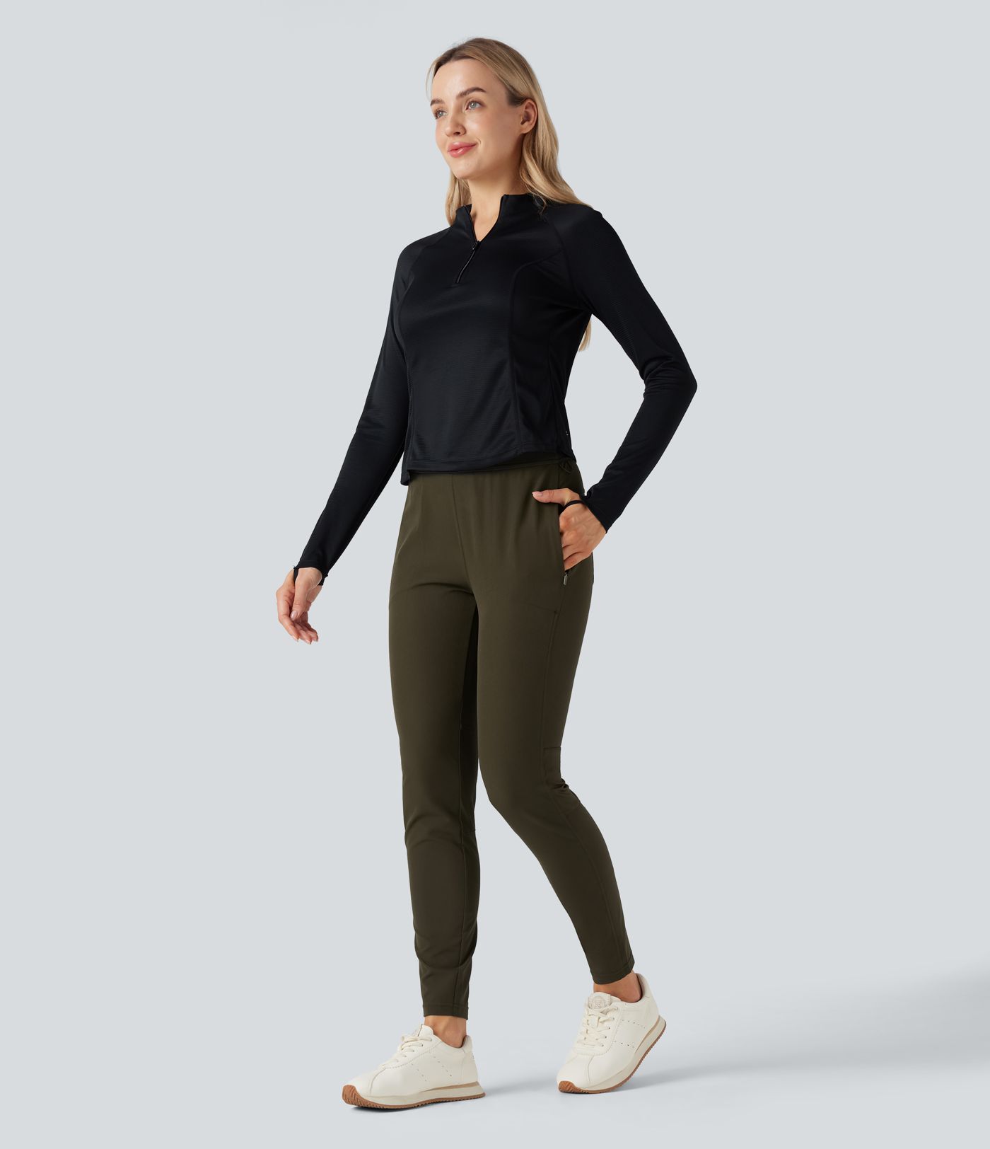 Water Repellent Mid Rise Hiking Pants with Zip Pockets