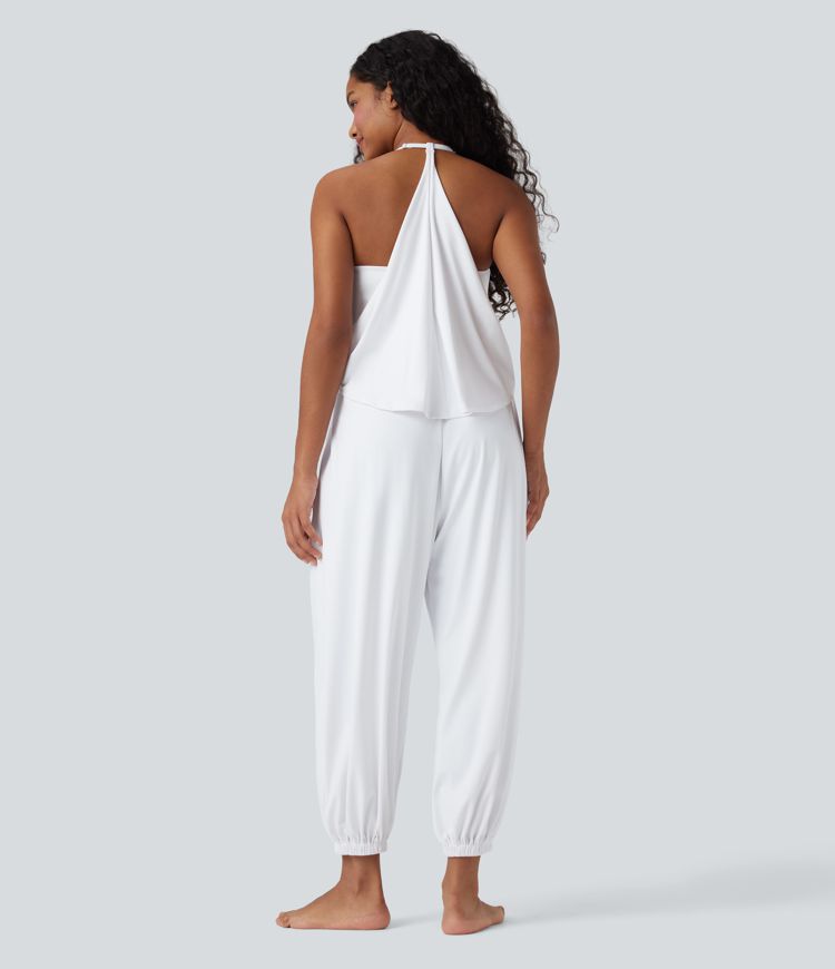 SoftlyZero™ Airy Halter Sleeveless InstantCool Yoga Overalls with Pockets-Easy Peezy