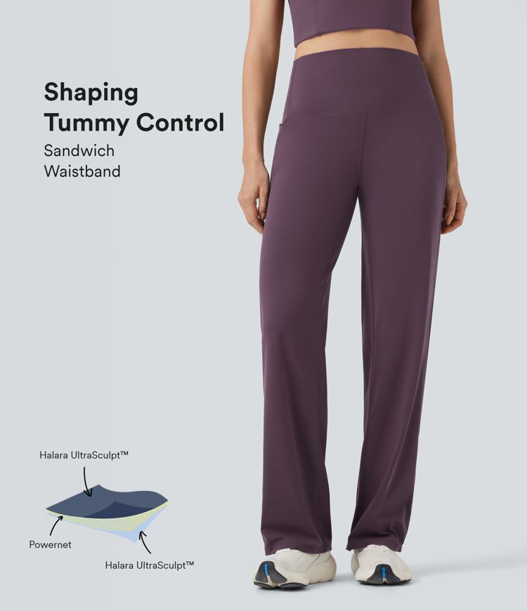 Halara UltraSculpt™ SoCinched High-waisted Tummy Control Yoga Straight-leg Pants with Pockets
