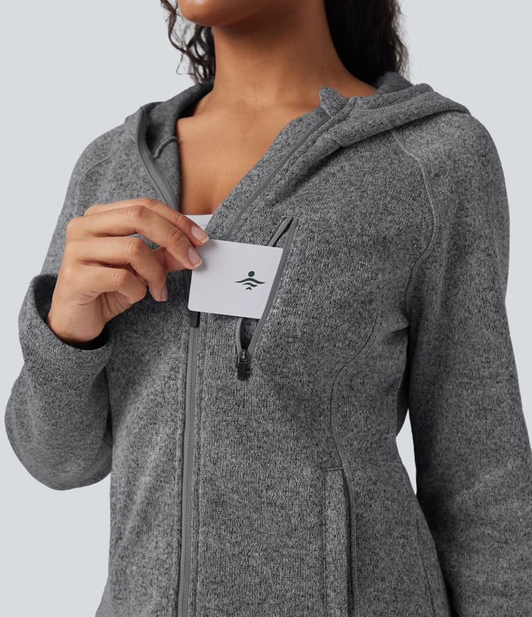 Chamarra polar para senderismo de manga larga con capucha y bolsillos