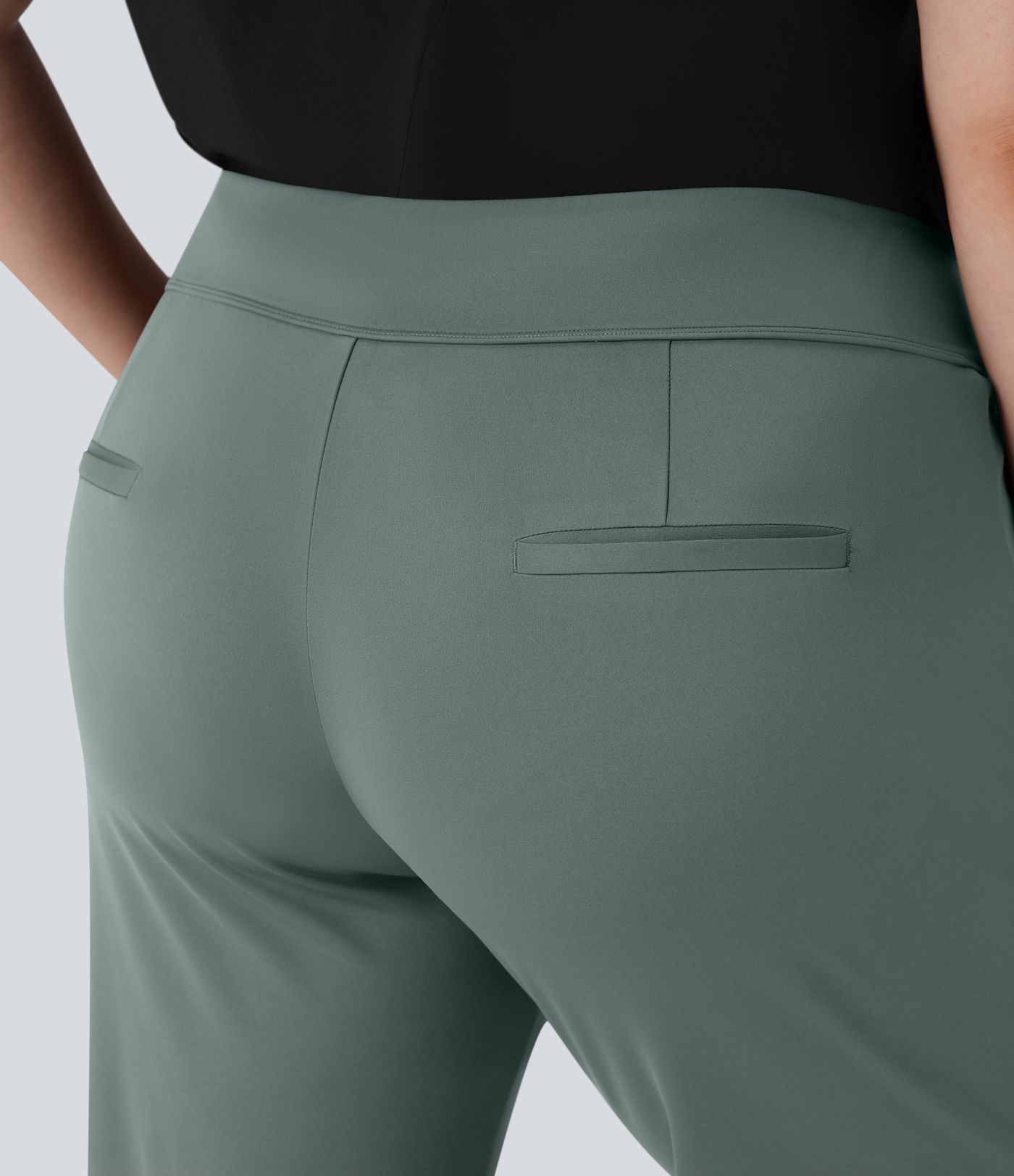Pantalón Halara Flex™ oficina acampanado tiro alto talla grande bolsillo lateral cremallera