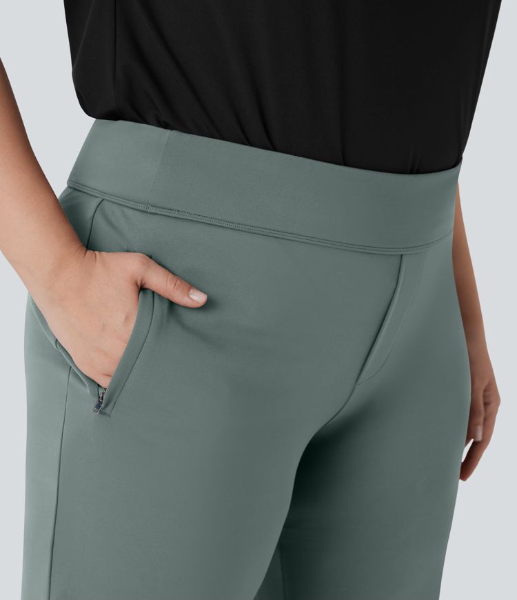 Pantalón Halara Flex™ oficina acampanado tiro alto talla grande bolsillo lateral cremallera