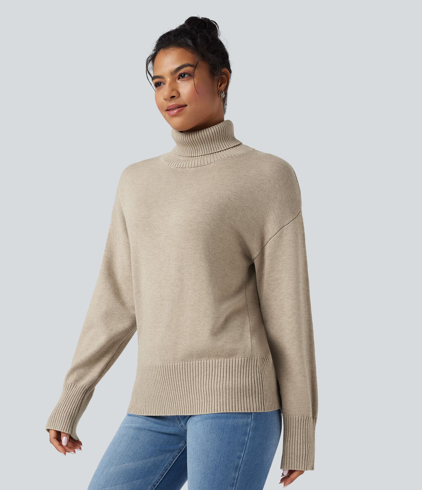 Pull laine col montant manches longues