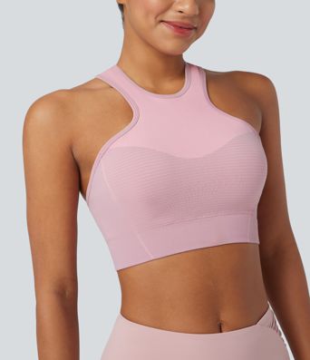 Dikişsiz, düşük destekli racerback yoga spor sütyeni