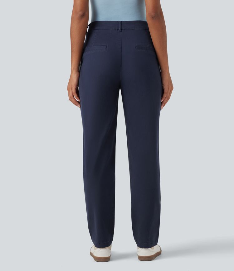 Lässige Chino-Hose aus Baumwolle mit mittelhohem Bund und Seitentaschen