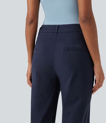 Lässige Chino-Hose aus Baumwolle mit mittelhohem Bund und Seitentaschen