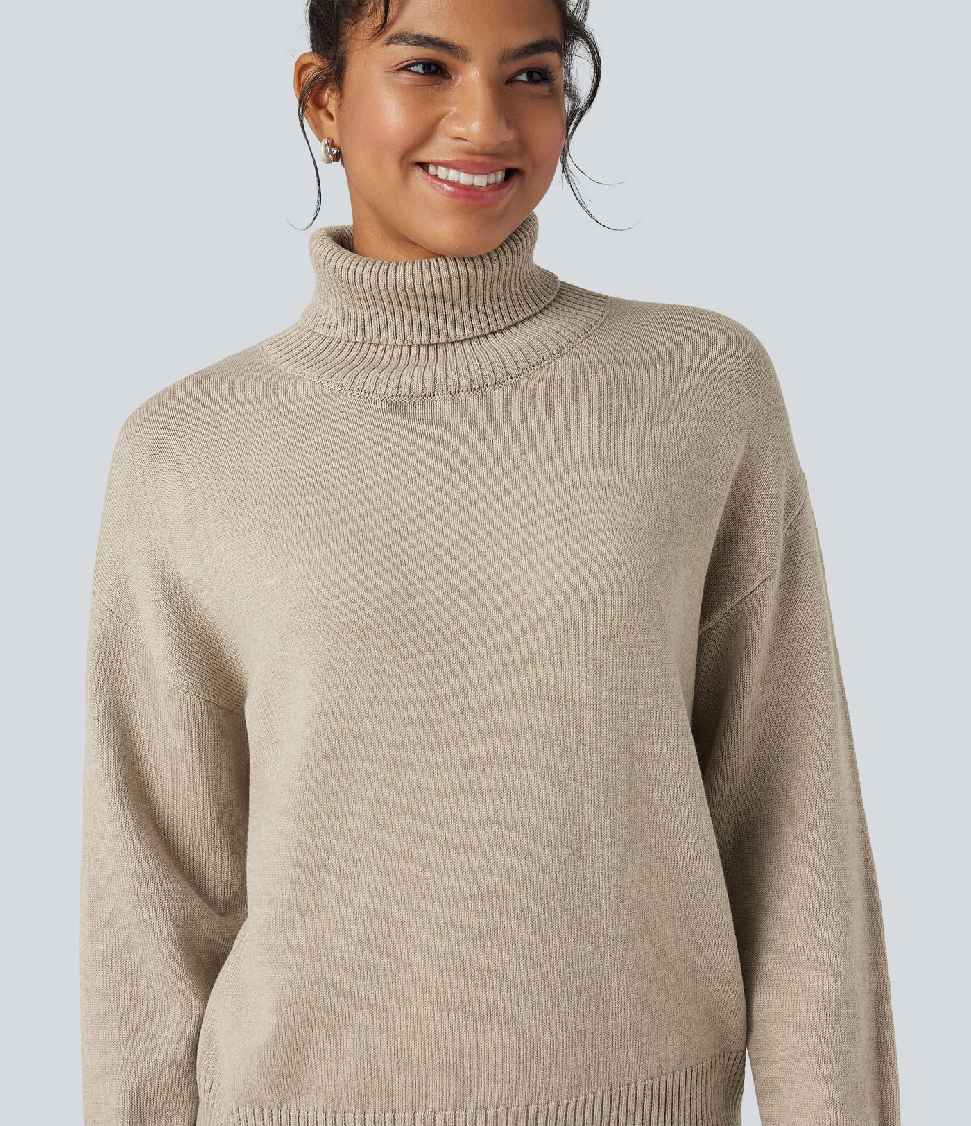 Pull laine col montant manches longues