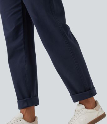 Lässige Chino-Hose aus Baumwolle mit mittelhohem Bund und Seitentaschen