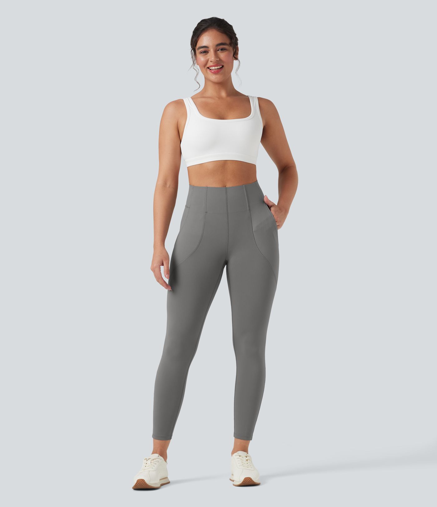 High Waisted Tummy Control Casual Leggings with Pockets