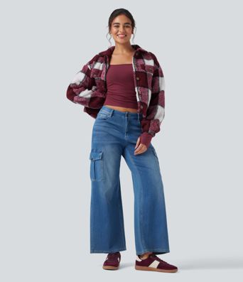 Halara HeatCore U-Neck Long Sleeve Thumb Holes Ruched Slim Casual Warming Top