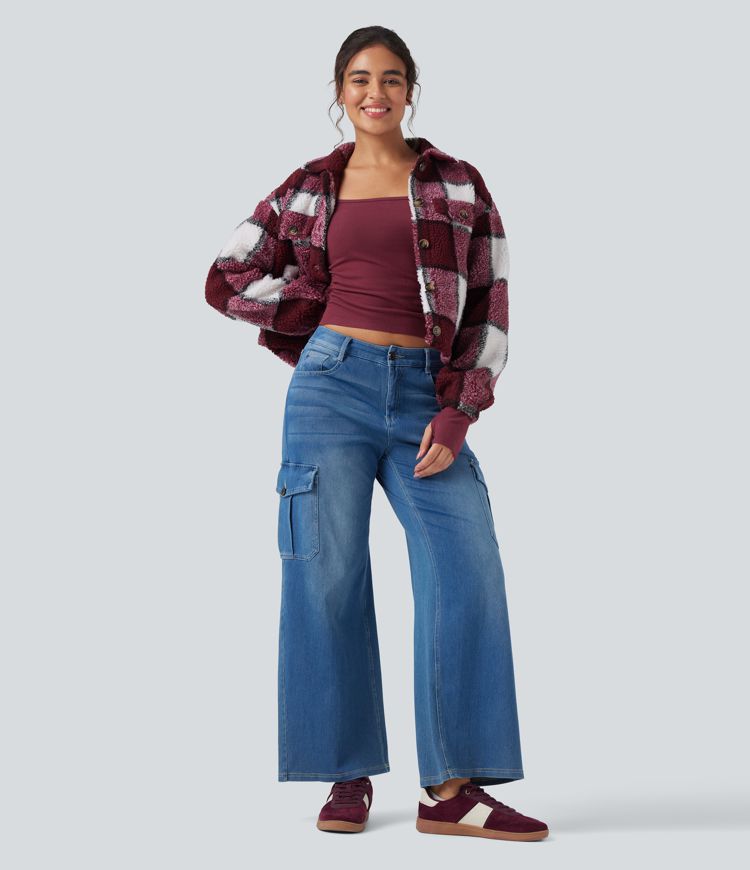 Halara HeatCore U-Neck Long Sleeve Thumb Holes Ruched Slim Casual Warming Top