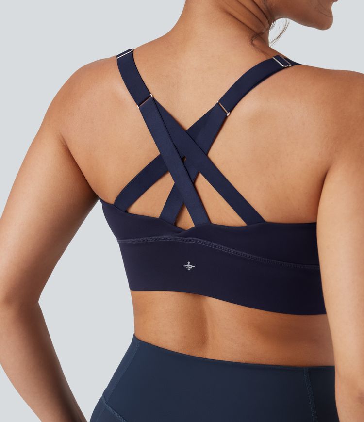 SpeedWave™ Medium Support Push Up Zipper Adjustable Buckle Quick Dry Running Sports Bra